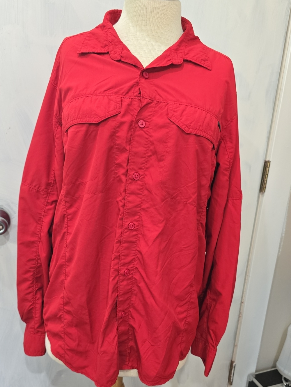 Columbia Red Long Sleeve Button Shirt